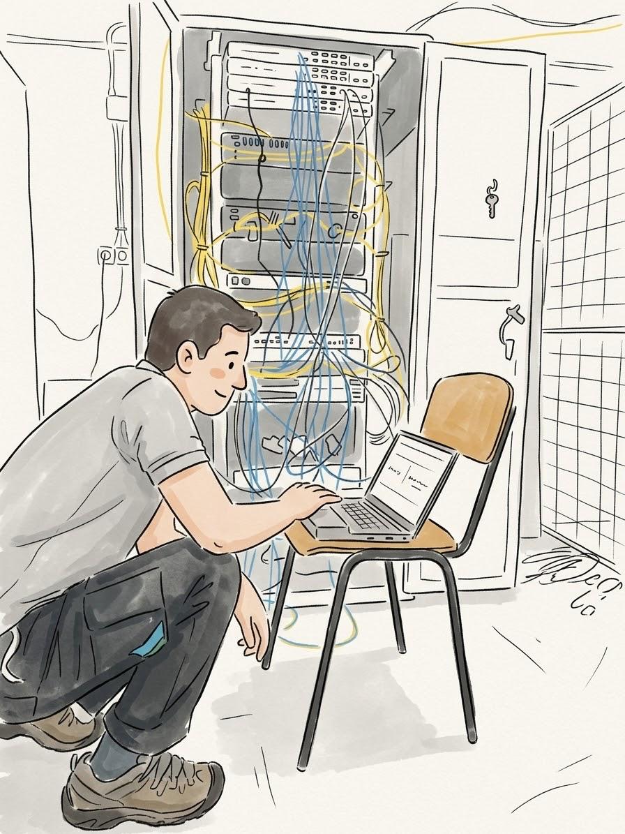 FYRKANT IT Field Engineer at server rack